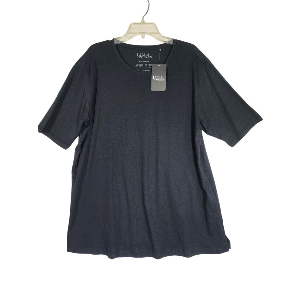 Ulla Popken NWT 12 14 Black Relaxed Tee Shirt Minimalist Capsule lounge Basic